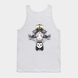 Witch, Owl, Moon Phases, And Alchemy Symbols Tank Top